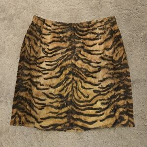 Vintage LIZ CLAIBORNE Fun Faux Fur TIGER Skirt 6 8 10 EUC